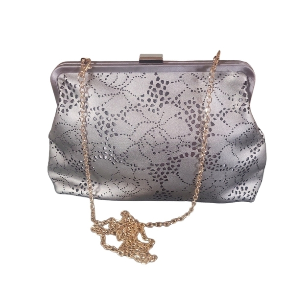 Urban Expression Vegan Leather Floral Cut Out Gold Chain Link Crossbody Bag - Picture 1 of 11